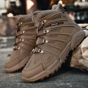 Topfight Big Size 47 Mid Cut Boots Breathable Trekking Mountain Shoes Anti-Skid Lace Up Brown Climbing Shoes
