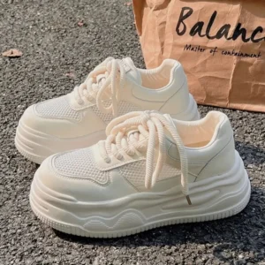 2025 Women Platform White Sneakers Ladies Fashion Casual Shoes Femme Chunky Sneakers