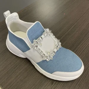 Fashion Mesh Square Crystal Shoes Flats Round Head Soft Sole Sneakers Cover Heel Women Spring Thick Bottom Zapatos Mujer