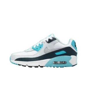 Nike Air Max 90 Women and Men White Blue Grey Low Top Classic Retro Non-slip Shock-absorbing Casual Running Shoes HF6358-100