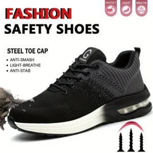 Indestructible Safety Shoes Men Steel Toe Anti-Puncture Men's Work Shoes Lightweight Slip Resistant Air Cushion Sneaker ﻿