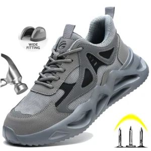 Men Steel Toe Work Shoes Puncture Proof Work Sneaker Lightweight Breathable Casual Safety Boots Male Protective Footwear Boots