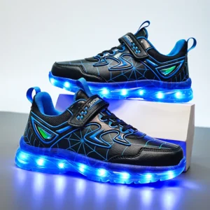 YUNICUS LED Light Shoes Children's Shoes Children's Flyknit Sneakers Boys USB Charging Luminous Shoes